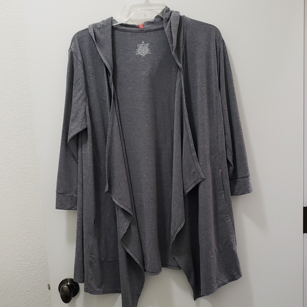Cuddl Duds Gray Lightweight Hooded Cardigan